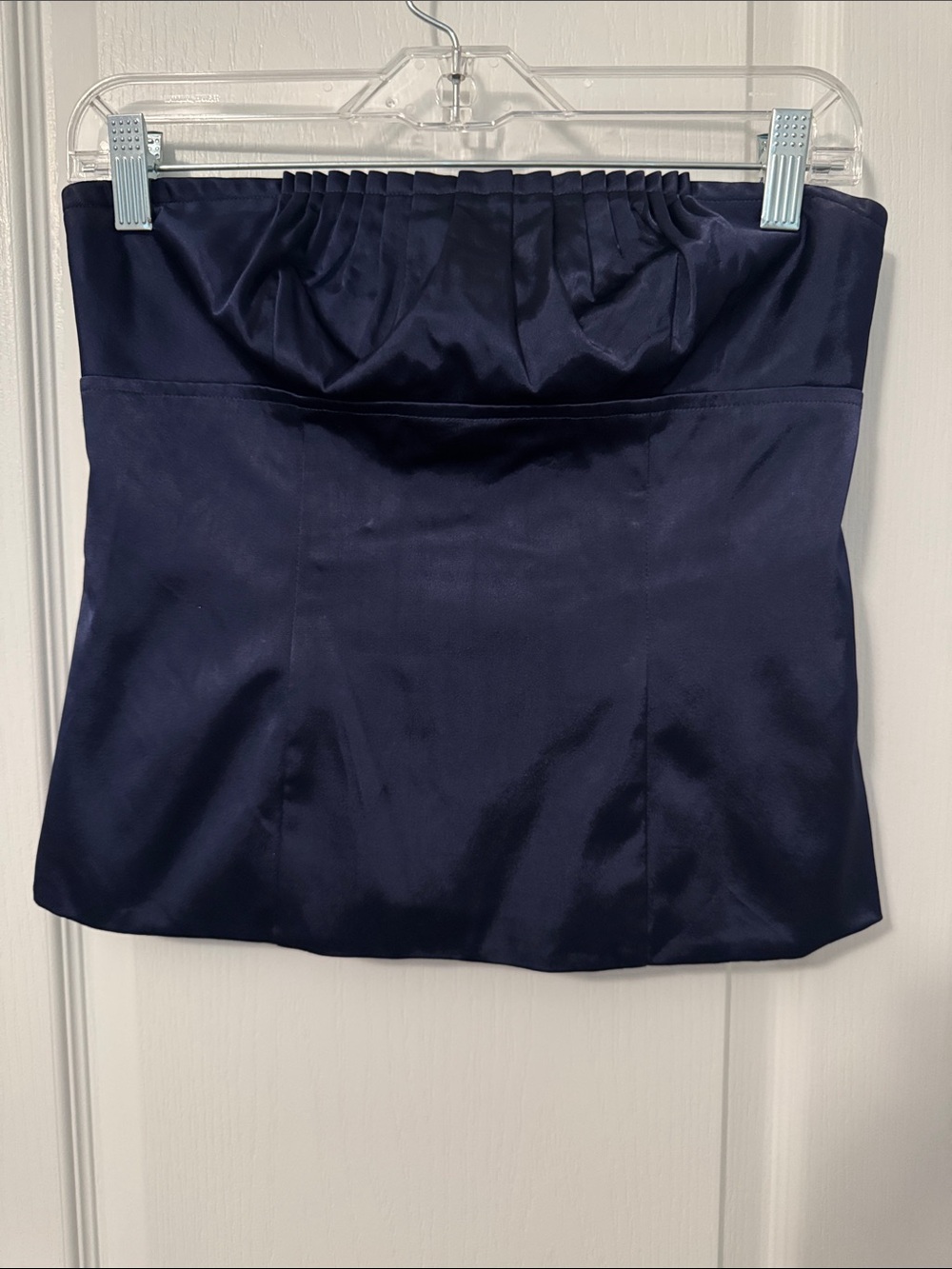 Club Monaco Midnight Blue Pleated Satin Bustier Size Small